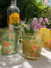 Load image into Gallery viewer, Set of 6 Drinking Glasses Clear Hand Painted Garden Design