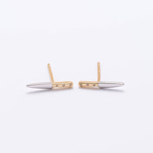 Load image into Gallery viewer, 14K Gold Plated & CZ Butcher Knife Stud Earrings - New 🎉