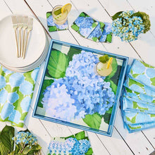 Load image into Gallery viewer, Blue Hydrangea Square Lacquer Serving Tray