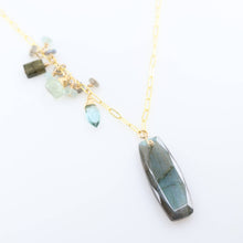 Load image into Gallery viewer, Luminous Labradorite Necklace with Asymmetrical Gemstone Clu