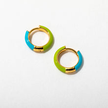Load image into Gallery viewer, Two Tone Reversible Enamel Huggie Hoop Earrings