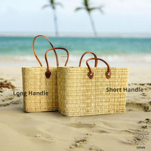 Load image into Gallery viewer, Market Reed Storage, Leather Baskets Shopping Bag.