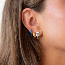 Load image into Gallery viewer, Two Tone Reversible Enamel Huggie Hoop Earrings