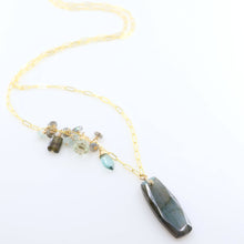 Load image into Gallery viewer, Luminous Labradorite Necklace with Asymmetrical Gemstone Clu