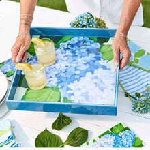 Load image into Gallery viewer, Blue Hydrangea Square Lacquer Serving Tray