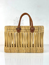 Load image into Gallery viewer, Handwoven Open Reed Basket with Leather Handles