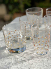 Load image into Gallery viewer, Set of 6 Tumbler Drinking glasses Gold Little Stars