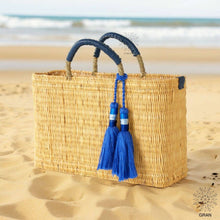 Load image into Gallery viewer, Handwoven Market Reed Storage, Palm Leaf Storage Baskets.