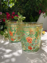 Load image into Gallery viewer, Set of 6 Drinking Glasses Clear Hand Painted Garden Design