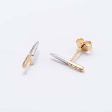 Load image into Gallery viewer, 14K Gold Plated & CZ Butcher Knife Stud Earrings - New 🎉