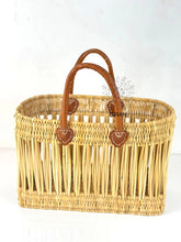 Load image into Gallery viewer, Handwoven Open Reed Basket with Leather Handles