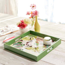 Load image into Gallery viewer, Butterflies Square Lacquer Serving Tray