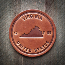 Load image into Gallery viewer, Virginia State Silhouette Leather Coaster