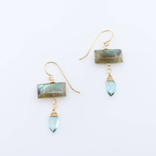Load image into Gallery viewer, Labradorite and Aquamarine Drop Earrings