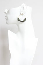 Load image into Gallery viewer, LEXE03 Moss lava hoop earrings
