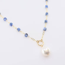 Load image into Gallery viewer, Kyanite Faceted Cube and Baroque Pearl Gemstone Necklace
