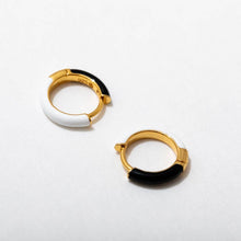 Load image into Gallery viewer, Two Tone Reversible Enamel Huggie Hoop Earrings
