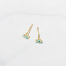 Load image into Gallery viewer, Three Stone Turquoise Studs
