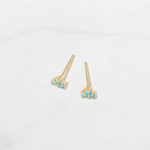 Three Stone Turquoise Studs