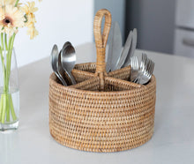 Load image into Gallery viewer, Artifacts Rattan 4 Section Caddy/Cutlery Holder

