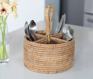 Artifacts Rattan 4 Section Caddy/Cutlery Holder