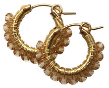 Load image into Gallery viewer, Small Wrap Hoops - 14k gold fill/Light Topaz Swarovski
