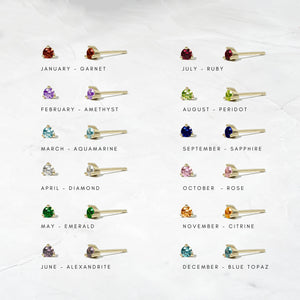 3mm Birthstone Stud Earrings