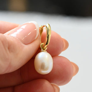 Pearl Charm Earrings - 14k Gold Plating