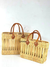Load image into Gallery viewer, Handwoven Open Reed Basket with Leather Handles
