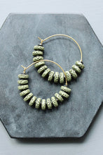 Load image into Gallery viewer, LEXE03 Moss lava hoop earrings
