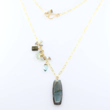 Load image into Gallery viewer, Luminous Labradorite Necklace with Asymmetrical Gemstone Clu
