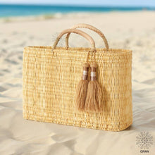 Load image into Gallery viewer, Handwoven Market Reed Storage, Palm Leaf Storage Baskets.
