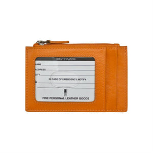 Leather CC-ID Holder with Zip Pocket