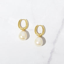 Load image into Gallery viewer, Pearl Charm Earrings - 14k Gold Plating
