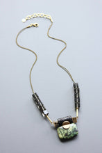 Load image into Gallery viewer, LEX219  Green jasper ArtDeco pendant necklace
