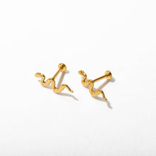 Load image into Gallery viewer, 14k Gold PVD Snake Flat Back Stud Earrings - Pair or Single
