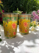 Load image into Gallery viewer, Set of 6 Moroccan Tea Glasses Hand Painted Garden
