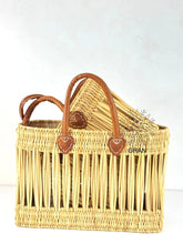 Load image into Gallery viewer, Handwoven Open Reed Basket with Leather Handles
