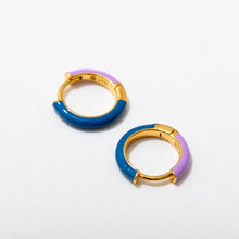 Load image into Gallery viewer, Two Tone Reversible Enamel Huggie Hoop Earrings
