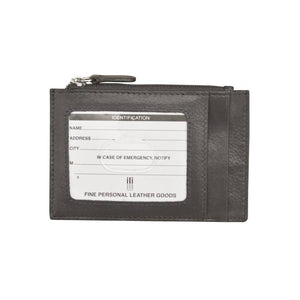 Leather CC-ID Holder with Zip Pocket