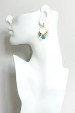 Load image into Gallery viewer, Tourmaline and Brass Mini Hoop Earrings
