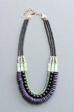 Load image into Gallery viewer, LEX621 Triple strand purple and green necklace
