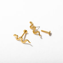 Load image into Gallery viewer, 14k Gold PVD Snake Flat Back Stud Earrings - Pair or Single
