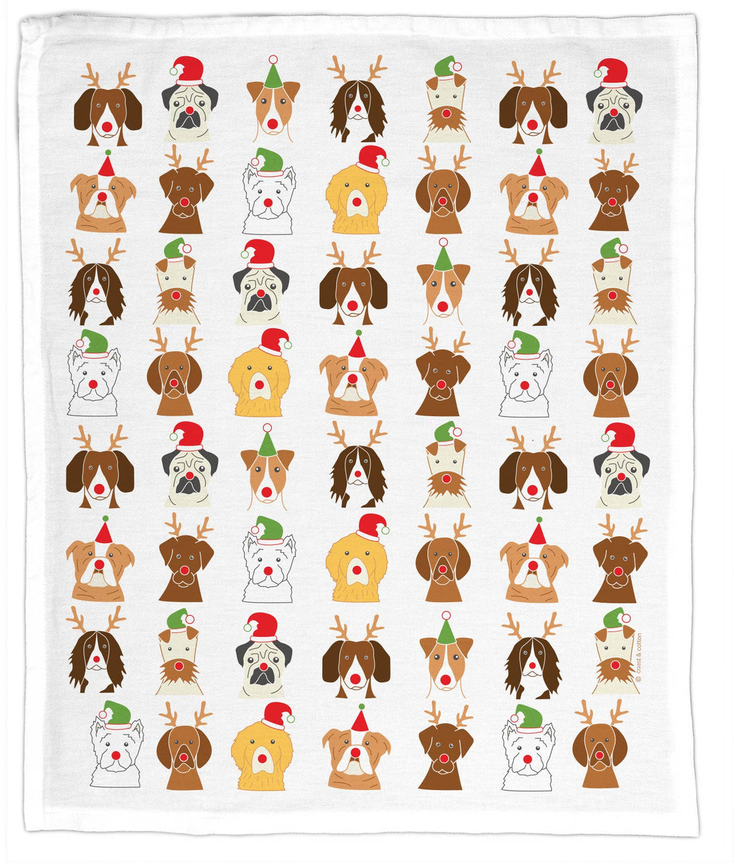 Dogs in Disguise, Organic Cotton Tea Towel - Holiday