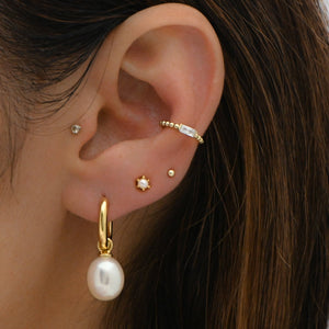 Pearl Charm Earrings - 14k Gold Plating