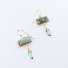 Load image into Gallery viewer, Labradorite and Aquamarine Drop Earrings
