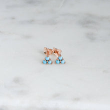 Load image into Gallery viewer, Three Stone Turquoise Studs
