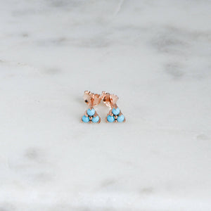 Three Stone Turquoise Studs