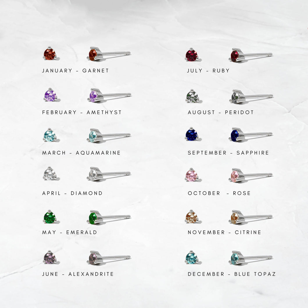 3mm Birthstone Stud Earrings