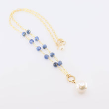 Load image into Gallery viewer, Kyanite Faceted Cube and Baroque Pearl Gemstone Necklace

